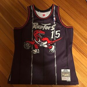 Mitchell & Ness Purple Raptors Jersey with Red Dinosaur